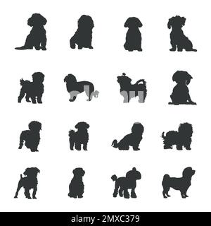 Maltese dog silhouettes Stock Vector