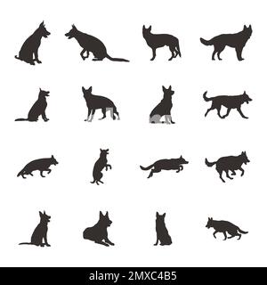 German shepherd dog silhouettes -V02 Stock Vector