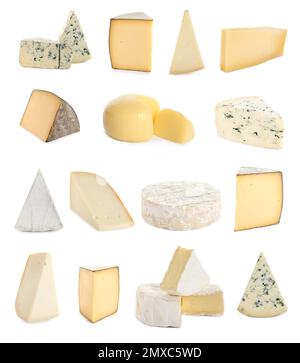 Set with different sorts of cheese on white background Stock Photo