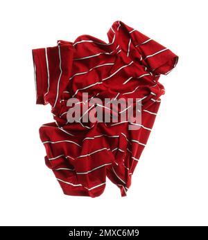 Rumpled red striped shirt isolated on white Stock Photo