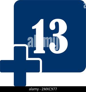 Plus 13 Movie vector icon isolated on transparent background Stock Vector