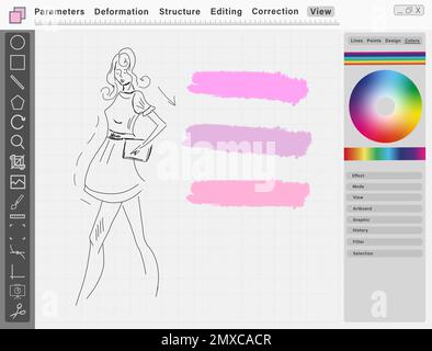 Sketch of dress on graphic tablet. Illustration Stock Photo - Alamy