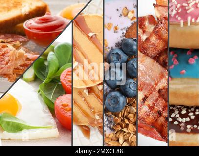 Collage of different delicious food, closeup Stock Photo