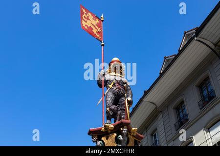 BERN, SWITZERLAND, JUNE 23, 2022 -  View of the Zahringer fountain in Bern, Switzerland Stock Photo