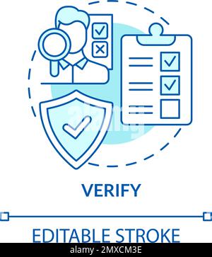 Verify turquoise concept icon Stock Vector