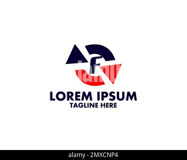 Focus Target Circle Rotate with Initial Letter F Colorful Logo Design Inspiration Stock Vector