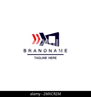 Initial Letter D Logo. Red Shape D Letter with Negative Space Right Up Arrow inside isolated on White Background. Usable for Business and Delivery Log Stock Vector