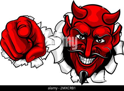 Devil Satan Pointing Finger At You Mascot Cartoon Stock Vector Image ...