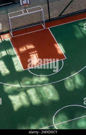 Top View, Bird eye view of school college with Basketball courts. Stock Photo