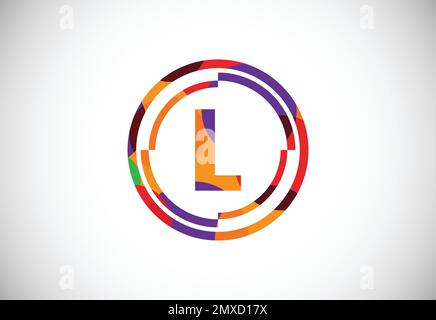 Letters L with circle frames low poly art style. English alphabet, vector illustration Stock Vector