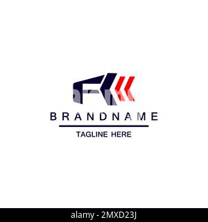 letter F arrow logo design, letter F and arrow, combination logo with flat blue and red color style Stock Vector