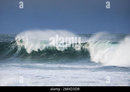 big wave breaking in the open sea on the Atlantic coast of Brittany, France, Brittany, Brest Stock Photo