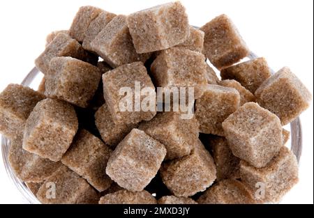 brown sugar cubes in a sugar bowl Stock Photo