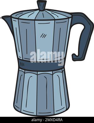 Hand Drawn Coffeemaker Moka pot illustration in doodle style isolated on background Stock Vector