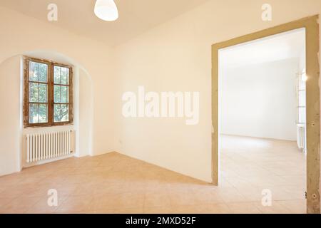 Empty rooms in apartment interior in old country house Stock Photo