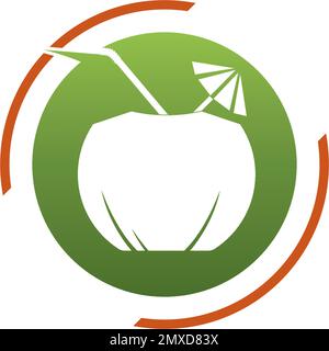 Coconut drink vector icon illustration logo design. Stock Vector