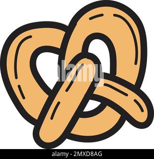 Hand Drawn pretzel bread illustration in doodle style isolated on ...