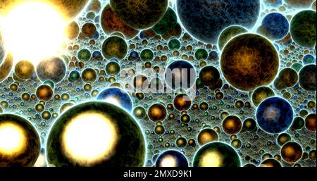 the surface of an multiverse with a lot of universes 3d rendering Stock Photo