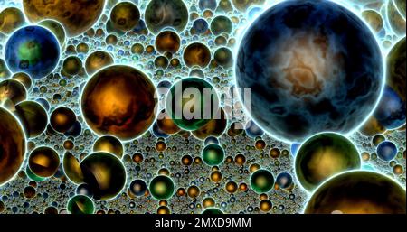 the surface of an multiverse with a lot of universes 3d rendering Stock Photo