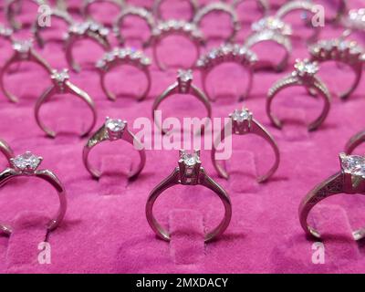 Isolated Diamond Ring On White Engagement Solitaire Style Ring Stock Photo