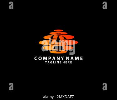 Initial Letter A with Moon Logo Design. White Shape Circle. Usable for Business and Branding Logos Stock Vector
