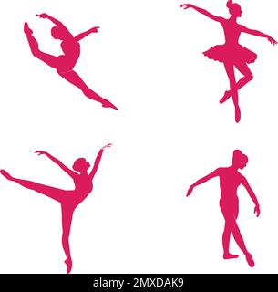 girl dancing ballet logo vector illustration design template. Stock Vector