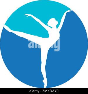 girl dancing ballet logo vector illustration design template. Stock Vector