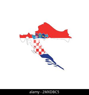 Croatia national flag in a shape of country map Stock Vector