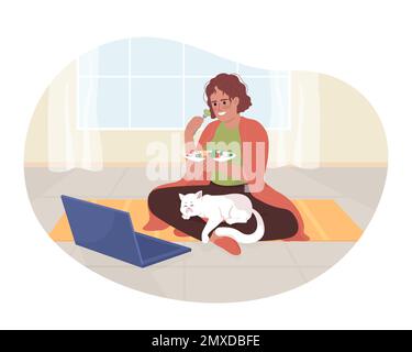 Binge viewing movies 2D vector isolated illustration Stock Vector