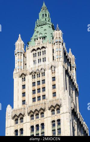 The Woolworth Building was once the tallest building in the world, and it's located in Broadway in Manhattan, New York City Stock Photo