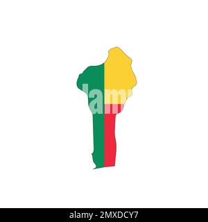 Benin national flag in a shape of country map Stock Vector