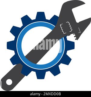 Wrench and gear logo vector illustration design template. Stock Vector