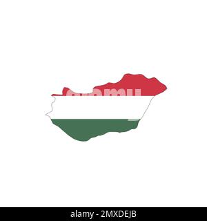 Hungary national flag in a shape of country map Stock Vector