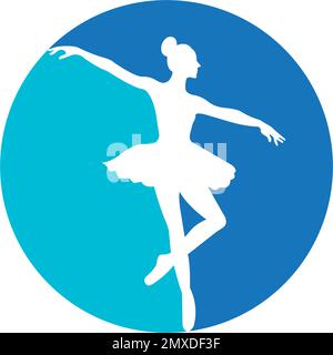 girl dancing ballet logo vector illustration design template. Stock Vector