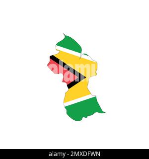 Guyana national flag in a shape of country map Stock Vector