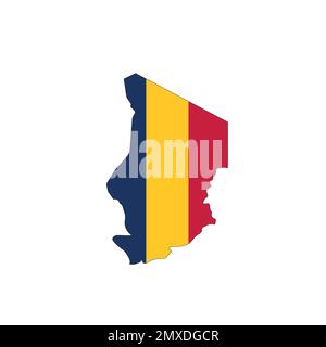 Chad national flag in a shape of country map Stock Vector