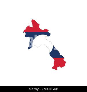 Laos national flag in a shape of country map Stock Vector