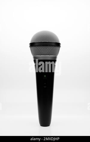 microphone, round shape model, realistic  3d illustration. music award, karaoke, radio and recording studio sound equipment Stock Photo