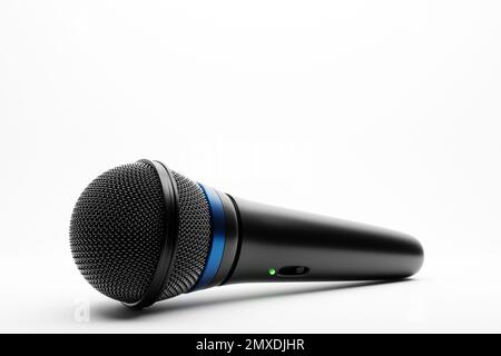 microphone, round shape model, realistic  3d illustration. music award, karaoke, radio and recording studio sound equipment Stock Photo