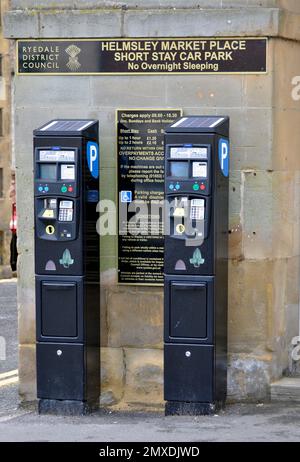 parking machines  helmsley  market short stay car park helmseley yourkshire england Stock Photo