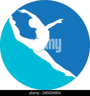 girl dancing ballet logo vector illustration design template. Stock Vector