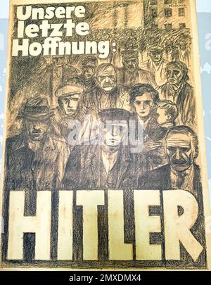 A vertical shot of a German poster of Hitler Stock Photo