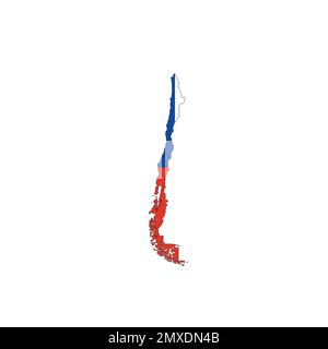 Chile national flag in a shape of country map Stock Vector