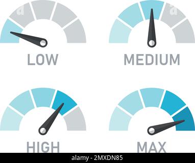 Energy meter icon in flat style. Gauge level vector illustration on isolated background. Speedometer sign business concept. Stock Vector