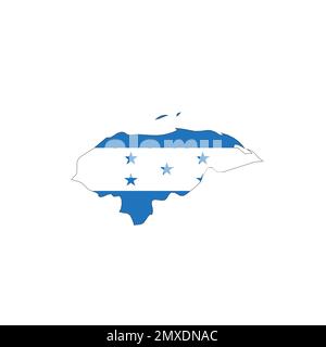 Honduras national flag in a shape of country map Stock Vector