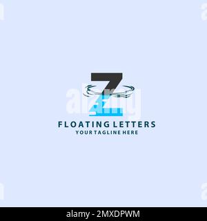 Blue Z Letter Logo with Waves and Water Drops Design Vector Illustration. Stock Vector