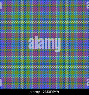 Textile vector plaid. Background seamless tartan. Pattern texture check fabric in pink and blue colors. Stock Vector