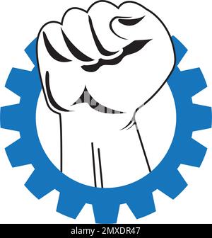 fist icon, depicting a fiery spirit, vector illustration logo design. Stock Vector