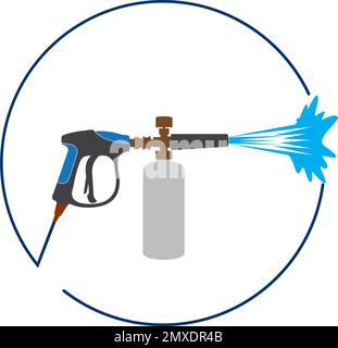 Pressure washing gun logo template. Cleaning vector design. Tools illustration Stock Vector