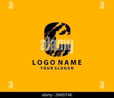 grunge initial letter C icon, scratch effect. modern template logo design Stock Vector